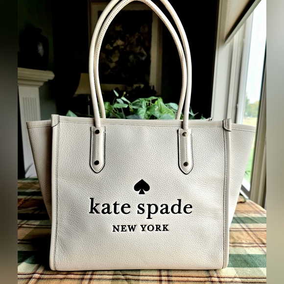 Kate Spade White And Black Leather Ella Tote - Picture 1 of 14